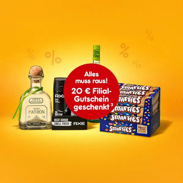 Alles muss raus! 20 &euro; Filialgutschein geschenkt bei Netto-Online hoch 3 verweisend auf Rechtstexte