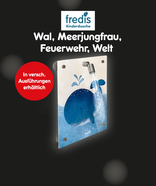 Kinder-Duschpaneel mit Wal-Motiv von Freds, erh&auml;ltlich in verschiedenen Ausf&uuml;hrungen.