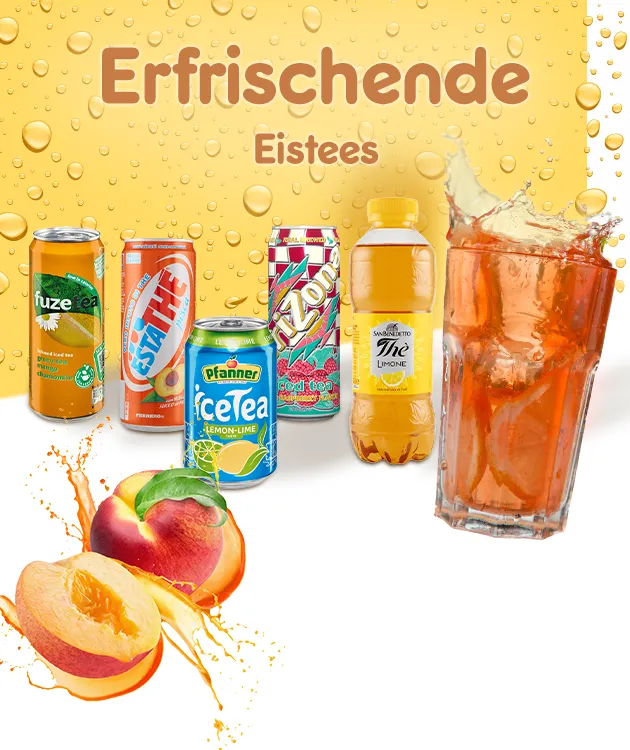 Erfrischende Eistees: Verschiedene Eistee-Sorten in Dosen, Flaschen und Kartons 