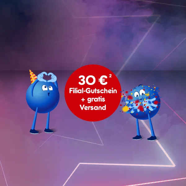 30 Euro Filial-Gutschein und gratis Versand mit Hinweis auf Rechtstext mit Hochzahl 2