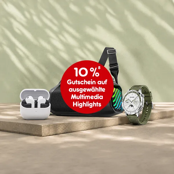 10 % Gutschein auf ausgew&auml;hlte multimedia highlights mit der hochzahl 8 verweisend auf rechtstexte