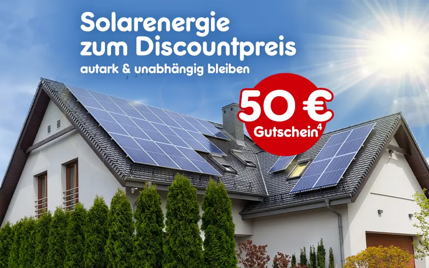 Solarenergie zum Discountpreis, autark und unabh&auml;ngig bleiben mit 50&euro; Gutschein bei Netto Online hoch4