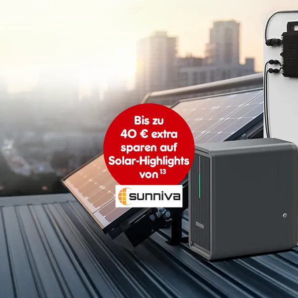 Bis zu 40&euro; extra sparen auf Solar-Highlights von Sunniva bei Netto Online mit Hochzahl 13 die auf rechtliche Hinweise verweist.
