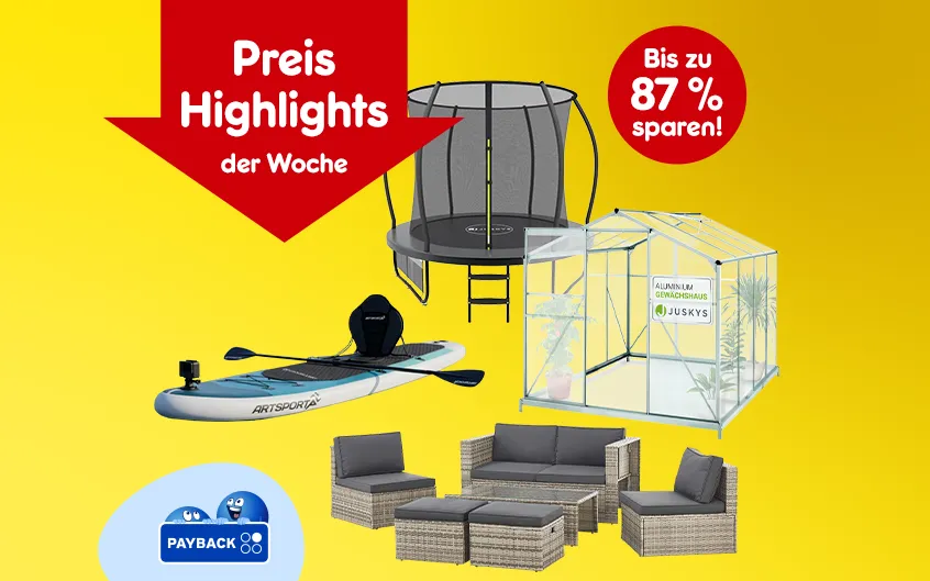 Preis Highlights der Woche bis zu 87% sparen, mit Payback Hinweis bei Netto Online