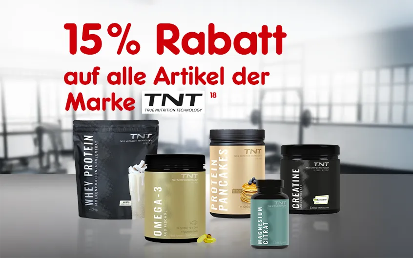 15 % Rabatt auf alle Artikel der Marke TNT bei Netto-Online mit Hochzahl 18, die auf rechtliche Hinweise verweist.