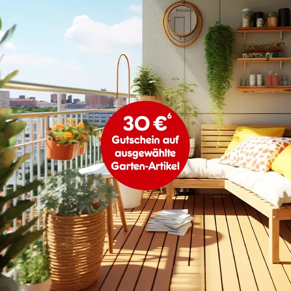 30&euro; Gutschein auf ausgew&auml;hlte Garten-Artikel bei Netto Online, mit Hochzahl 6 die auf rechtliche Hinweise verweist.