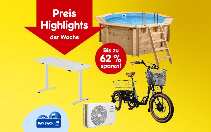 Preis Highlights der Woche bis zu 62% sparen, mit Payback Hinweis bei Netto Online