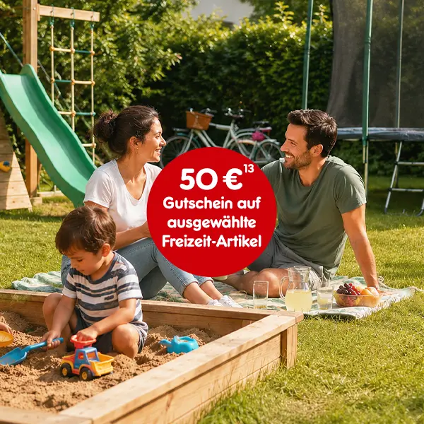 50&euro; Gutschein auf ausgew&auml;hlte Freizeit-Artikel bei Netto Online mit Hochzahl 13, die auf rechtliche Hinweise verweist 