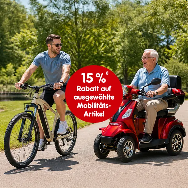 15 Prozent Gutschein auf ausgew&auml;hlte Mobilit&auml;tsartikel bei Netto-Online, mit Hochzahl 8 die auf rechtliche Hinweise verweist.