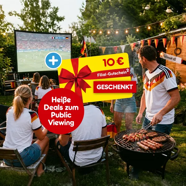 Hei&szlig;e Deals zum Public Viewing mit gratis Versand bestellen und 10&euro; Filialgutschein f&uuml;r Lebensmittel geschenkt bei Netto Online mit Hochzahl 2 die auf rechtliche Hinweise verweist.