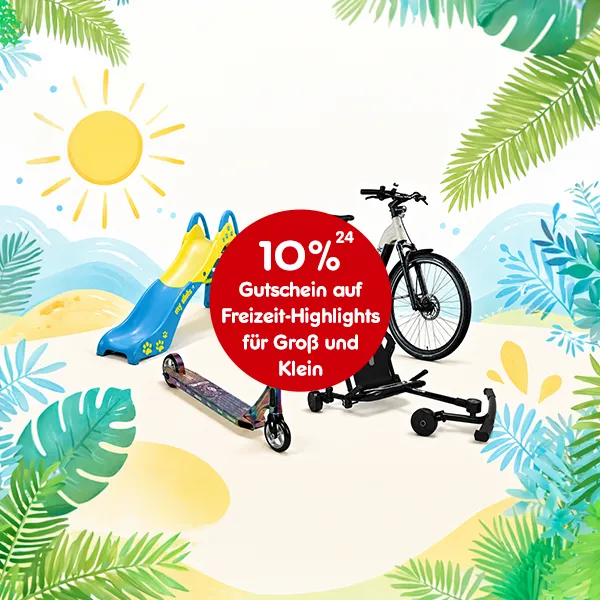 10% Gutschein auf Freizeit highlights f&uuml;r gro&szlig; und klein im Netto Online-Shop mit Hochzahl 24 die auf rechtliche Hinweise verweist