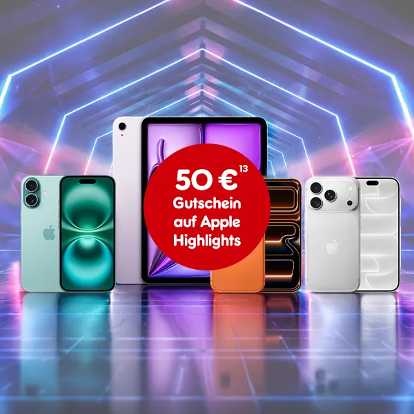 50&euro; Gutschein auf Apple Highlights bei Netto Online mit Hochzahl 13, die auf rechtliche Hinweise verweist.