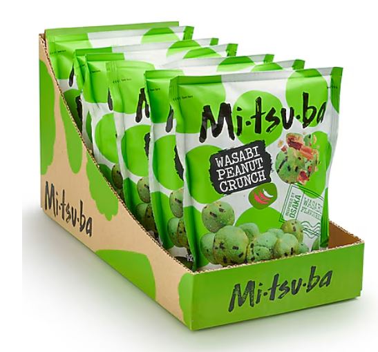 Packungen Mitsuba Wasabi Peanut Crunch in braun grüner Displaybox