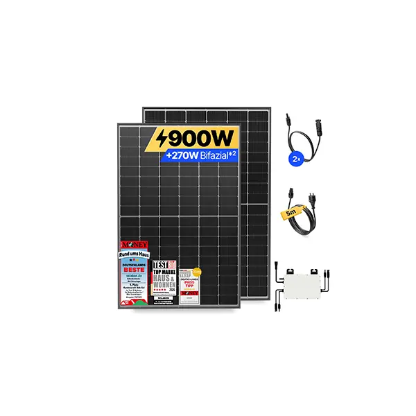Solakon Balkonkraftwerk mit Solarmodul, Kabel und Inverter, 900 W Leistung, Auszeichnungen hervorgehoben