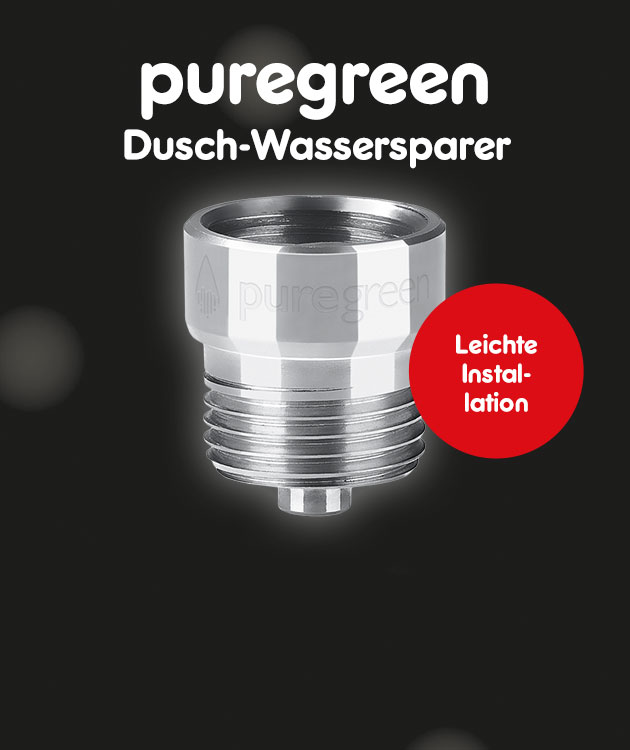 Dusch-Wassersparer von Puregreen, einfache Installation.