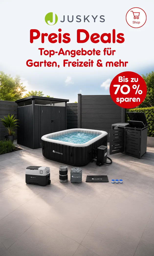 Juskys Preis Deals - Top Angebote f&uuml;r Garten, Freizeit und mehr. Bis zu 70 % sparen.