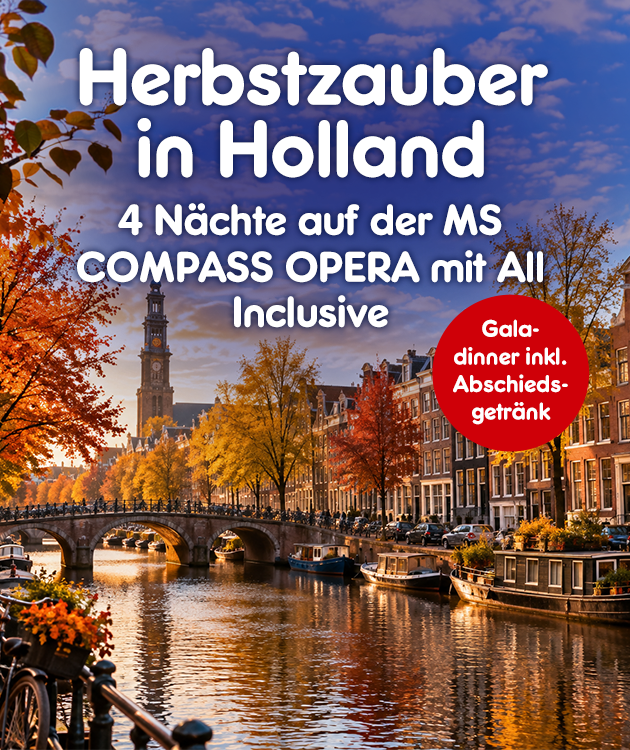 4 N&auml;chte auf der MS COMPASS OPERA mit All Inclusive. Galadinner inkl. Abschiedsgetr&auml;nk