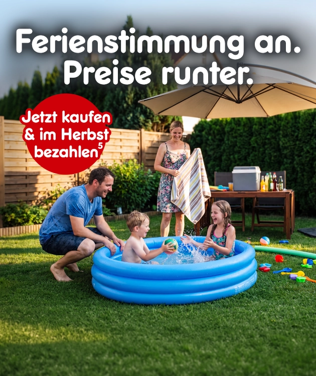 Ferienstimmung: Jetzt kaufen und im Herbst bezahlen bei Netto-Online mit der Hochzahl 5 verweisend auf Rechtstexte.