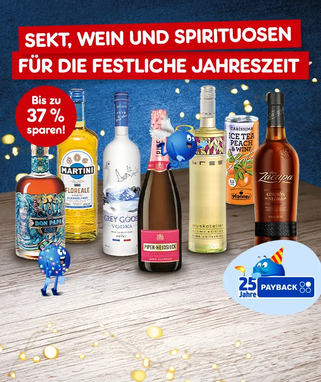 Sekt, Wein und Spiritousen für die festliche Jahreszeit. Bis zu 37% sparen!