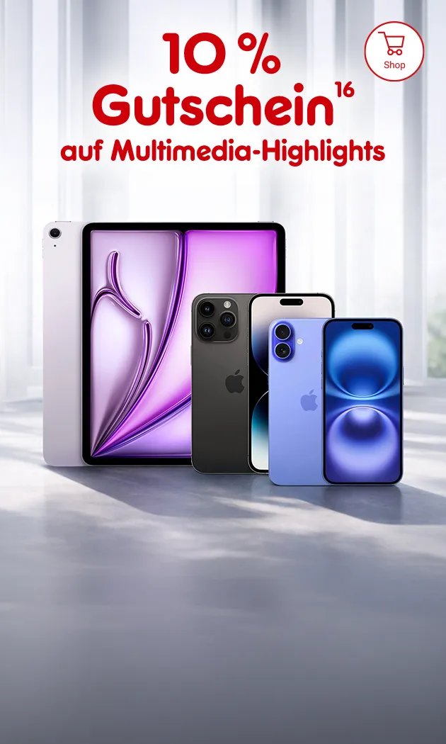 10 Prozent auf Multimedia-Highlights, mit Hoch 16, die auf einen Rechtstext verweist.