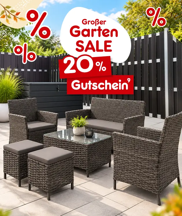 Gro&szlig;er Gartensale mit 20% bei Netto-Online mit Hochzahl 9 verweisend auf Rechtstext