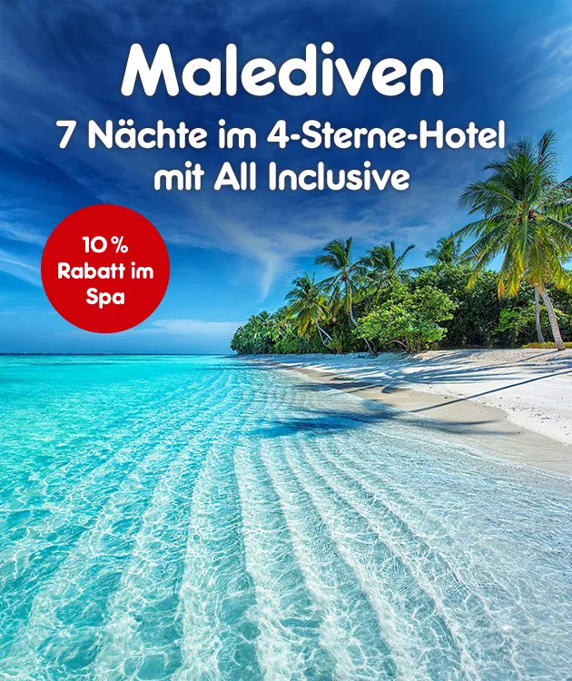 7 N&auml;chte im 4-Sterne-Hotel mit All Inclusive. 10 Prozent im Spa