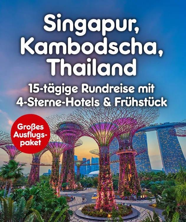 15-t&auml;gige Rundreise mit 4-Sterne-Hotels & Fr&uuml;hst&uuml;ck