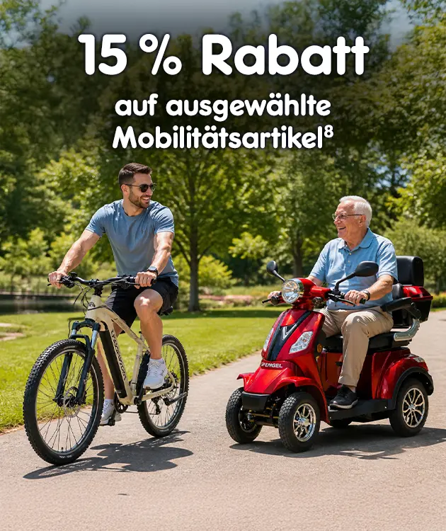 15% rabatt auf ausgew&auml;hlte mobilit&auml;tsartikel bei Netto Online mit hochzahl 8 verweisend auf rechtstexte.