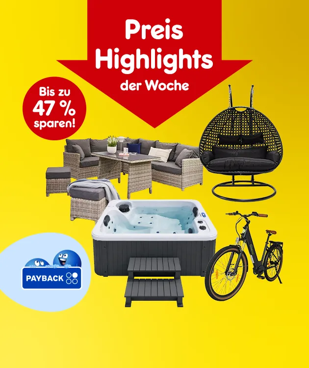 Preis Highlights der Woche mit bis zu 47 Prozent sparen und Payback bei Netto Online
