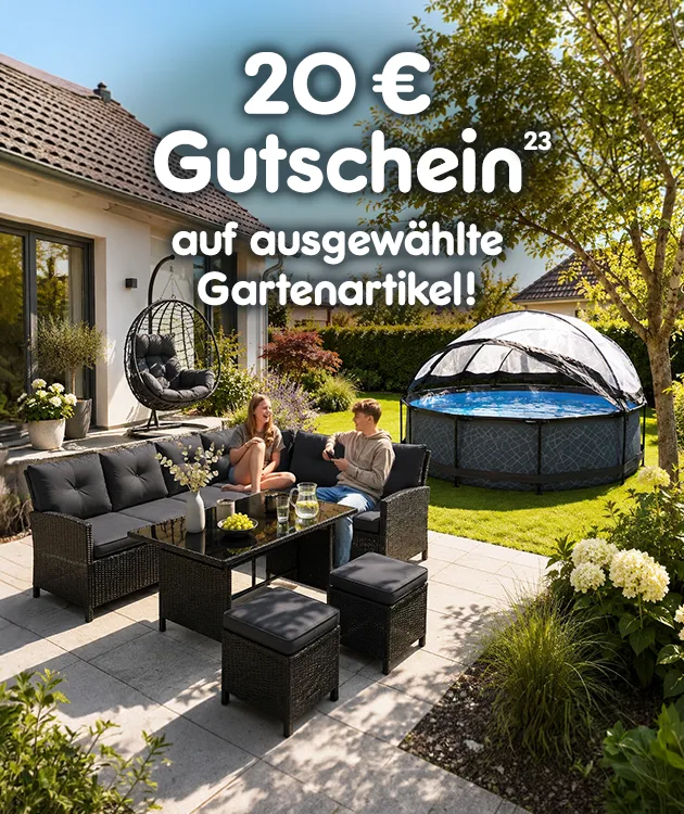 20&euro; Gutschein auf ausgew&auml;hlte Gartenartikel mit Hochzahl 21 als Hinweis auf einen Rechtstext bei  Netto Markendiscount.