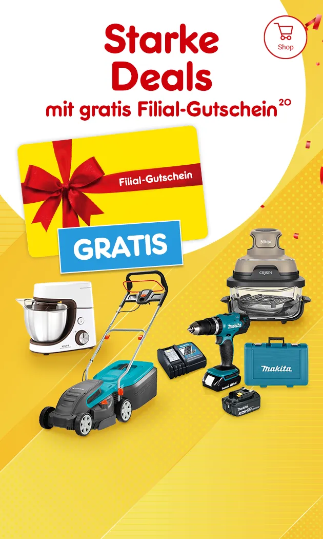 Starke DEALS mit gratis Filial Gutschein, mit Hochzahl 20 als Hinweis auf Rechtstext bei Netto Online