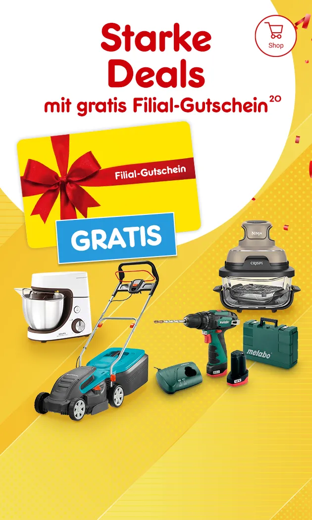 Starke DEALS mit gratis Filial Gutschein, mit Hochzahl 20 als Hinweis auf Rechtstext bei Netto Online