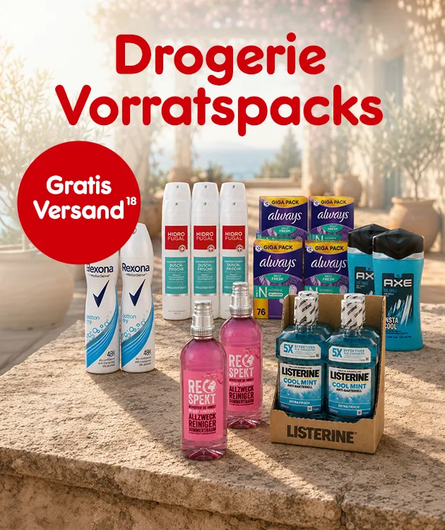 Gratis Versand auf Drogerie Vorratspacks mit der Hochzahl 18 als Hinweis auf Rechtstext bei Netto Online