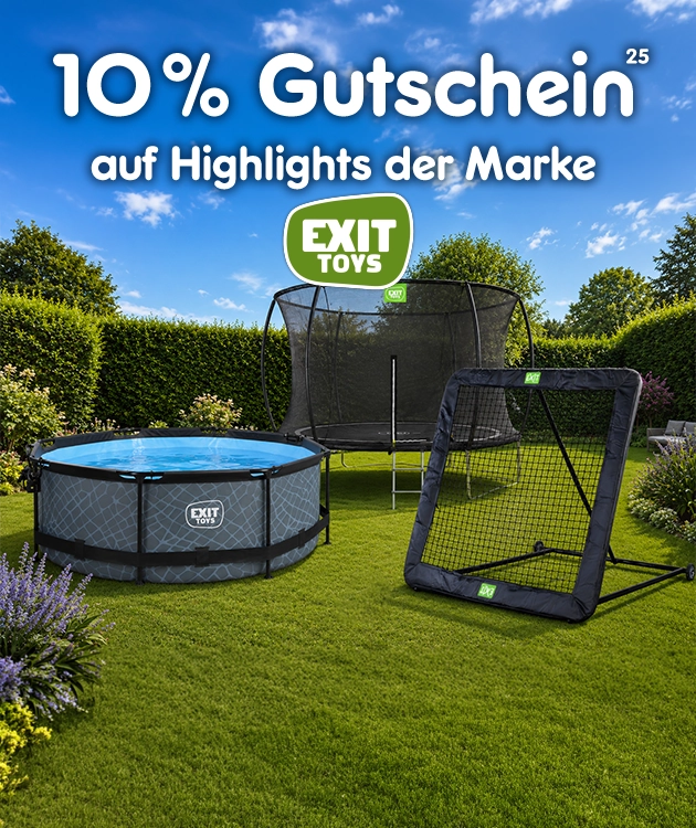 10 % Gutschein auf Highlights der Marke Exit Toys mit Hochzahl 25 als Hinweis auf Rechtstext bei Netto Online