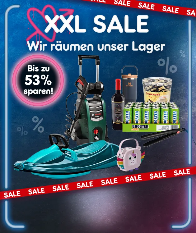 XXL Sale - wir räumen unsere Lager mit bis zu 53 Prozent Rabatt