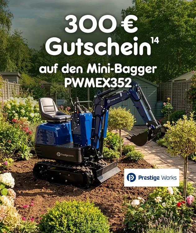 300 Euro auf den Mini-Bagger PWMEX352 bei Netto Online