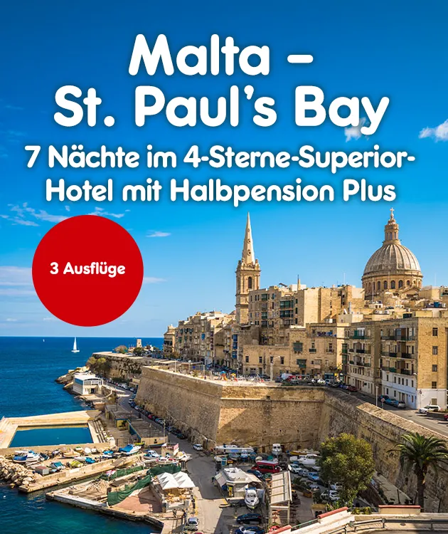 7 N&auml;chte im 4 Sterne Hotel auf Malta bei Netto Reisen
