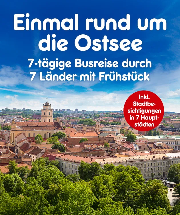 Einmal rund um die Ostsee 7 t&auml;gige Busreise durch 7 L&auml;nder mit Fr&uuml;hst&uuml;ck inkl. Stadtbesichtigungen in 7 Hauptst&auml;dten bei Netto Online