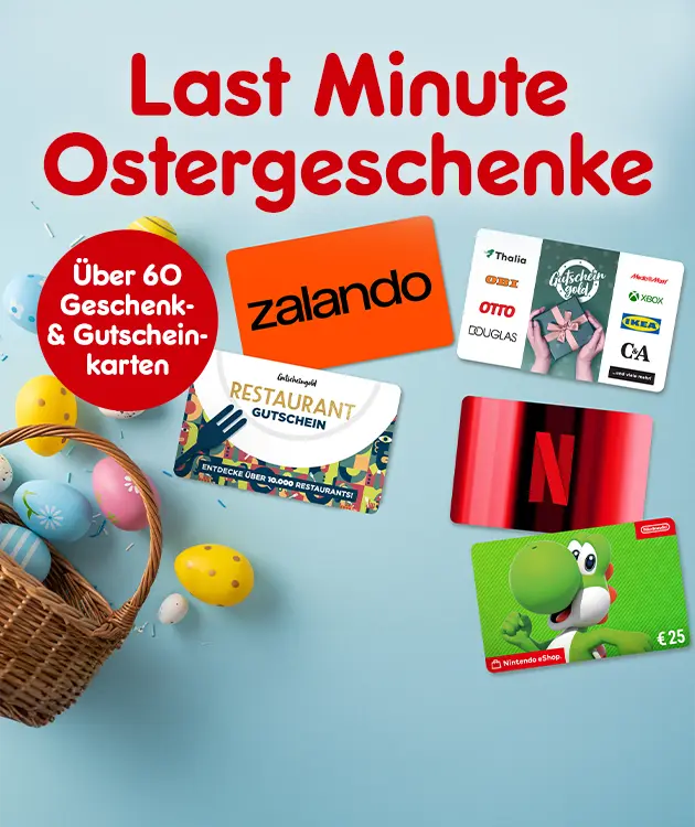 Last Minute Ostergeschenke mit &uuml;ber 60 Geschenk- und Gutscheinkarten