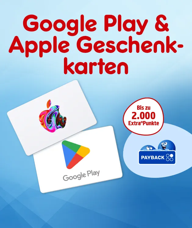 Google Play & Apple Geschenkkarten mit bis zu 1000 Extra Punkten Payback bei Netto Online