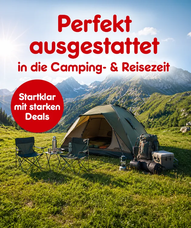 perfekt ausgestattet in die camping und reisezeit. startklar mit starken deals bei Netto-Online sparen.