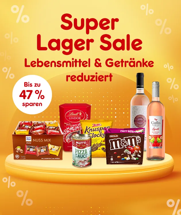 Super Lager Sale - Lebensmittel und Getr&auml;nke reduziert. bis zu 47 Prozent sparen bei Netto Online