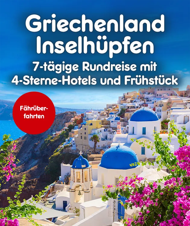 7-t&auml;gige Rundreise mit 4-Sterne-Hotels und Fr&uuml;hst&uuml;ck. F&auml;hr&uuml;berfahrten