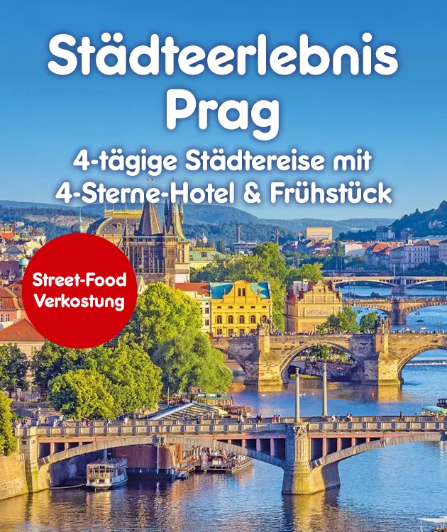 St&auml;dteerlebnis Prag mit 4 Tagen und 4 Sterne Hotels & Fr&uuml;hst&uuml;ck und Streeet Food Verkostung bei Netto Online