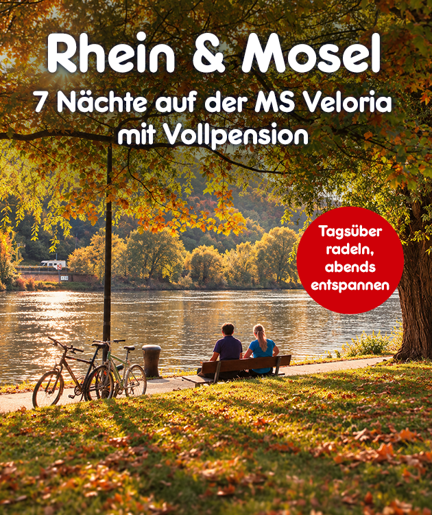 7 N&auml;chte auf der MS Veloria mit Vollpension. Tags&uuml;ber radeln, abends entspannen.