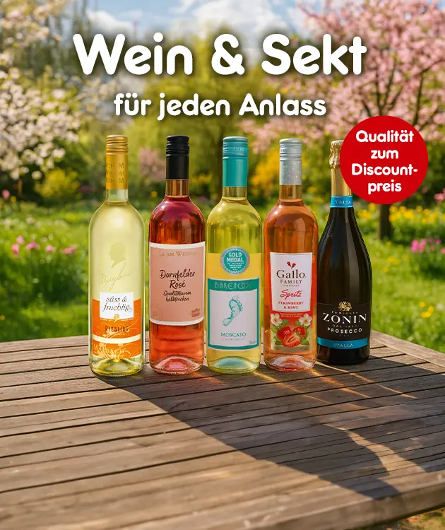 Wein und Sekt f&uuml;r jeden Anlass. Qualit&auml;t zum Discountpreis.