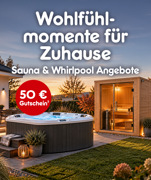 Wohlf&uuml;hlmomente f&uuml;r Zuhause mit Saunen und Whirlpools bei Netto Online mit Hochzahl 3 als Hinweis auf Rechtstext