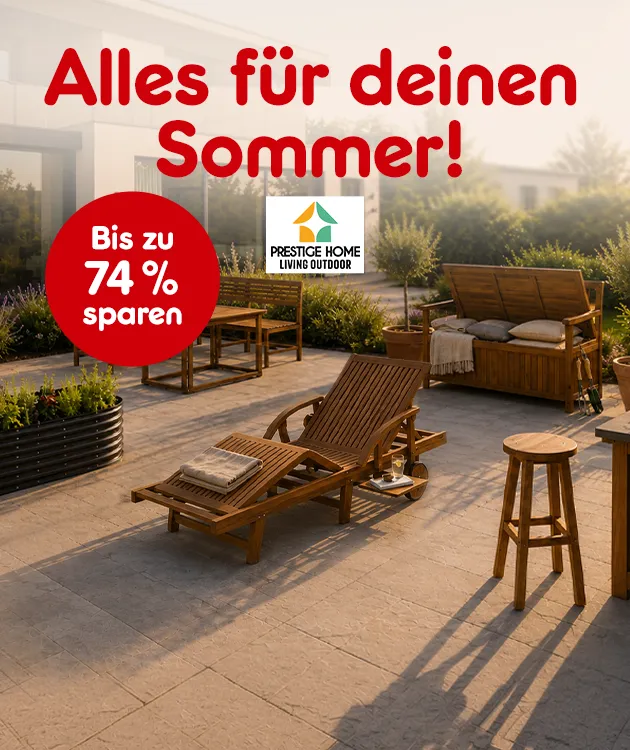 Alles f&uuml;r deinen Sommer mit bis zu 74 Prozent sparen mit Prestige Home bei Netto-Online.