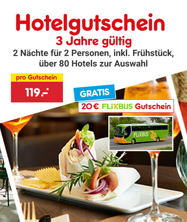 Multi - Hotelgutschein: &Uuml;ber 80 Hotels zur Wahl