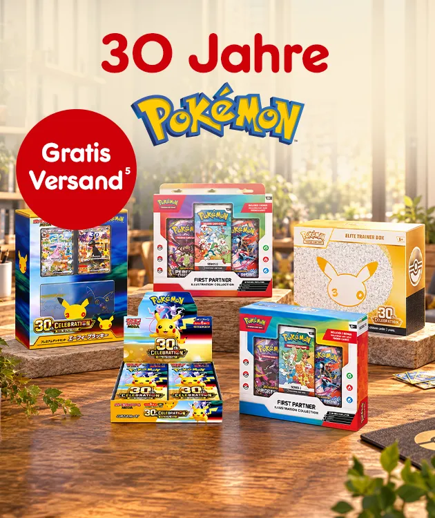 30 Jahre Pokemon mit gratis Versand mit Hochzahl  5 als Hinweis auf Rechtstext bei Netto Online